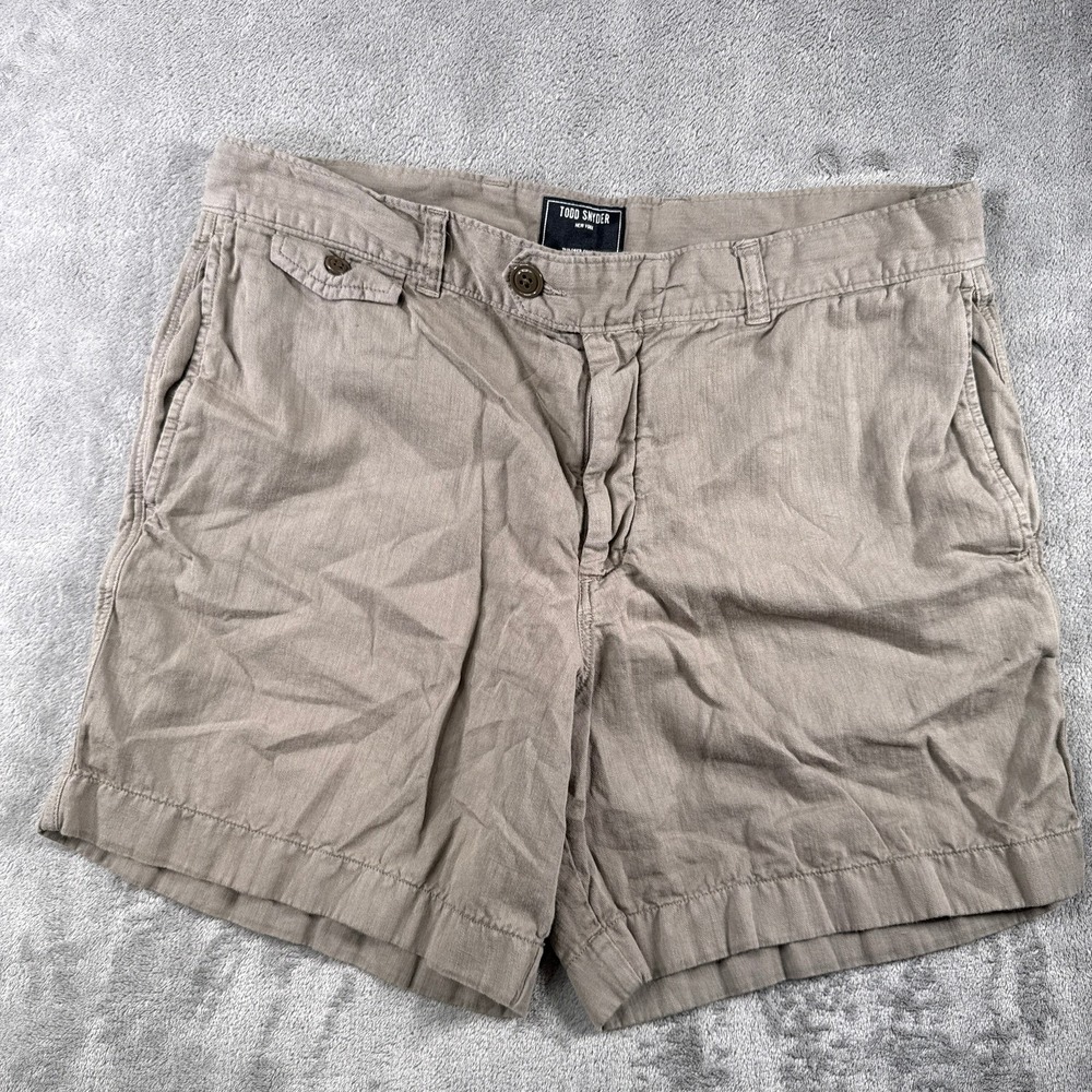 Todd Snyder Mens Size 34 Shorts Linen Tan Khaki Gurkha Style